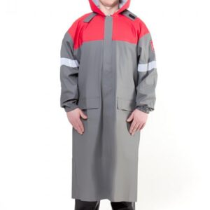 Protective coat for protection against water and non-toxic chemical solutions