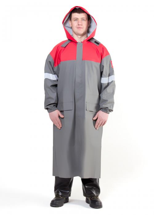 Protective coat for protection against water and non-toxic chemical solutions
